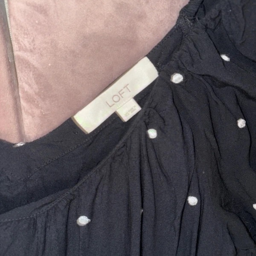 LOFT Black Midi Dress with White Polka Dot Print - Picture 3 of 5